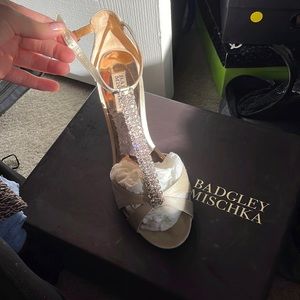 Badgley Mischka wedge sandal champagne with diamonds